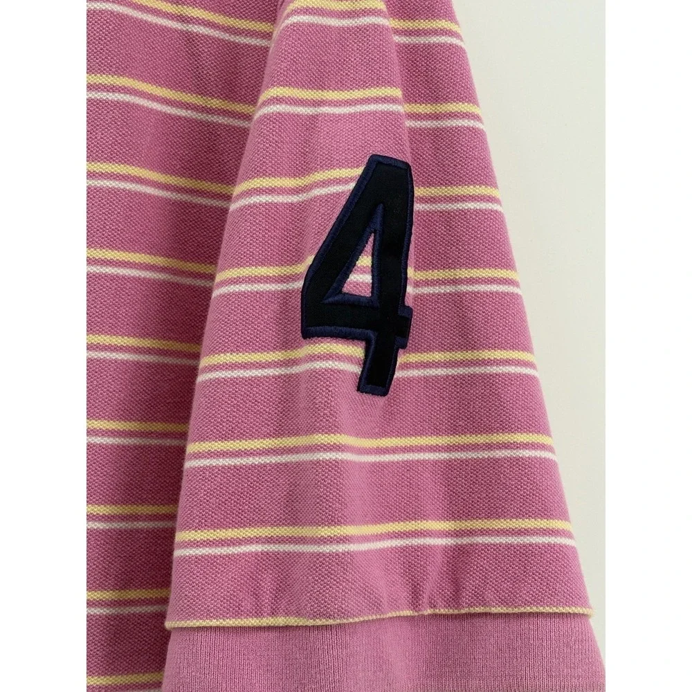 Ralph Lauren Polo Shirt Mens Pink Striped Embroidered Logo Short Sleeve‎ 2XL